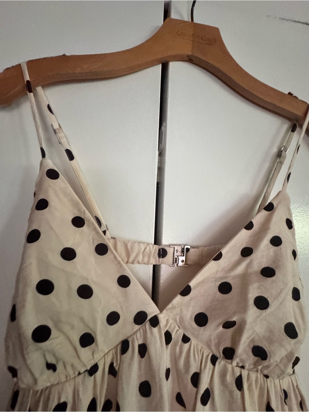 Abercrombie & Fitch Cream Maxi Dress with Black Polka Dots Built-in Bra - Picture 3 of 8